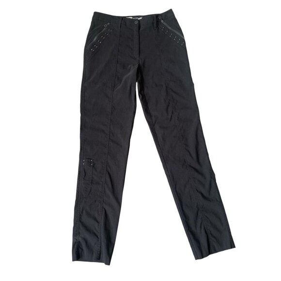 Jamie Sadock Black Studded Straight Leg Zip Pockets Activewear Golf Pants Size 2 - Picture 3 of 11